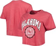 PRESSBOX Women's Pressbox Crimson Oklahoma Sooners Edith Vintage Burnout Crop T-Shirt