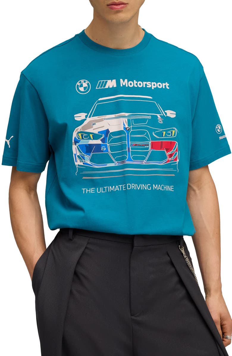 PUMA x BMW M Motorsport Cotton Graphic T-Shirt, Main, color, Tropical Blue