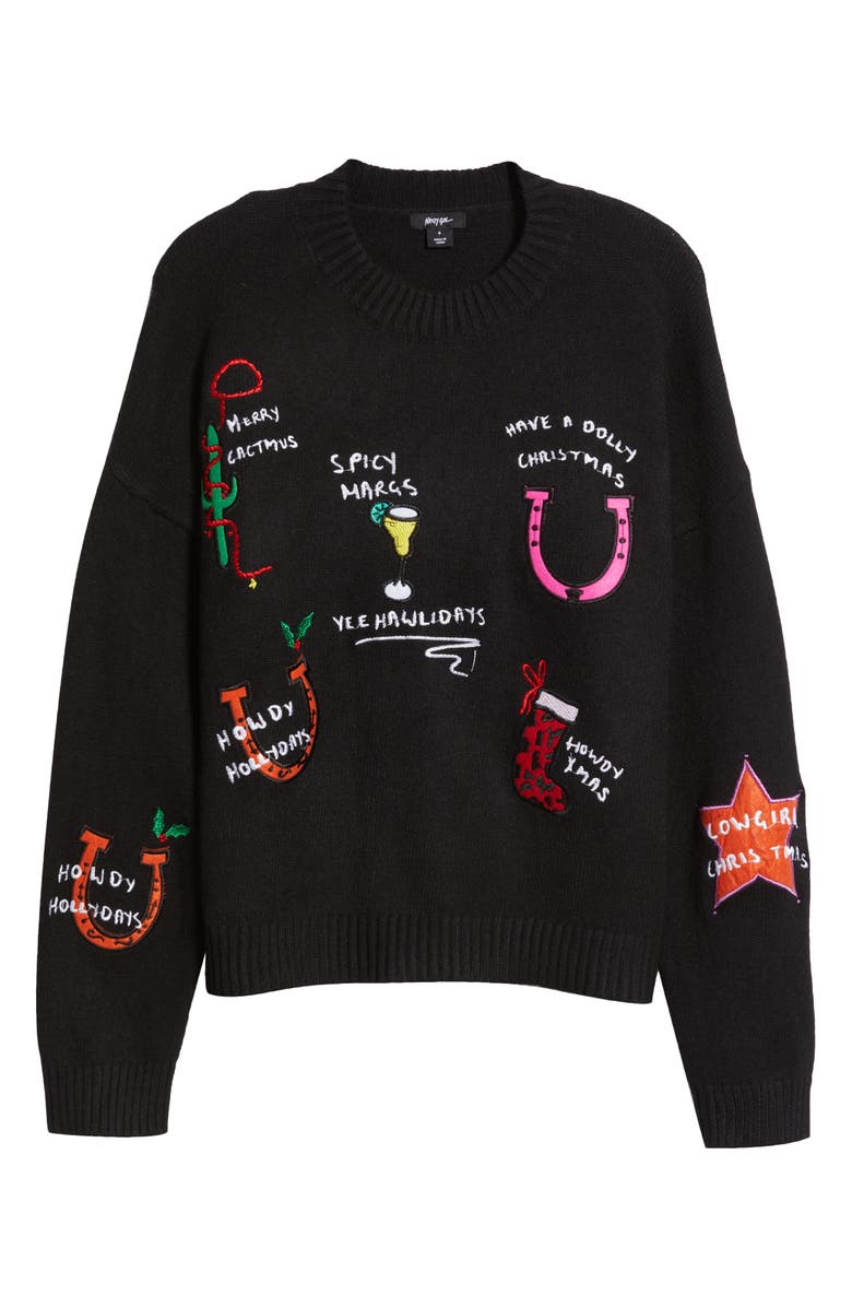 NASTY GAL Cowgirl Christmas Holiday Sweater, Alternate, color,