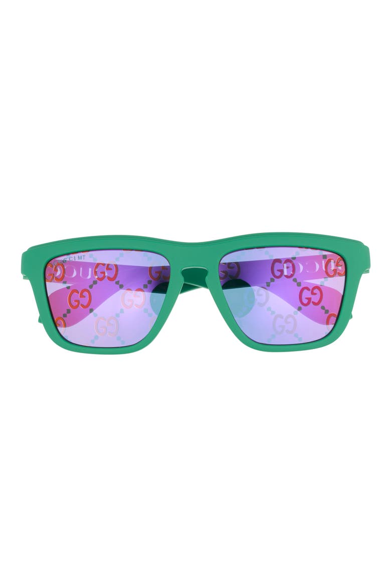 55mm Square Sunglasses, Main, color, GREEN GREEN BLUE