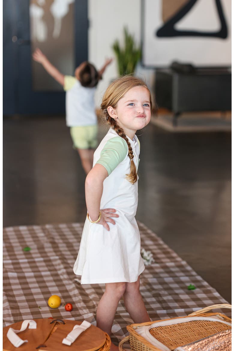 Kids' Sunshine Rainbows Colorblock Cotton Blend T-Shirt Dress, Alternate, color, WHITE/ SAGE MULTI
