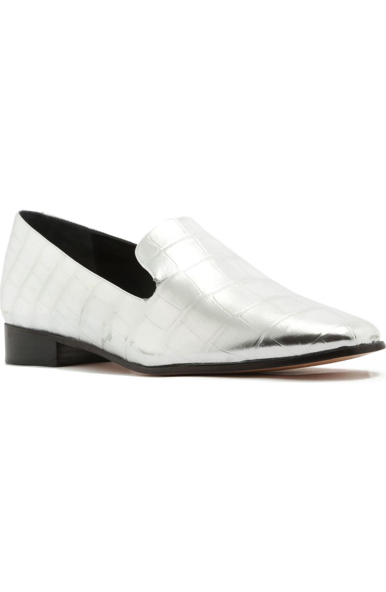 Schutz Flor Croc Embossed Metallic Loafer, Main, color,