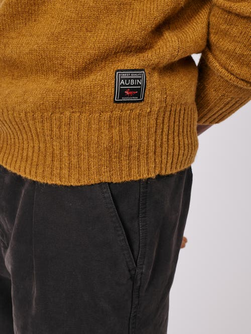 Aubin Prestwick Shetland Crew Neck Sweater In Gold
