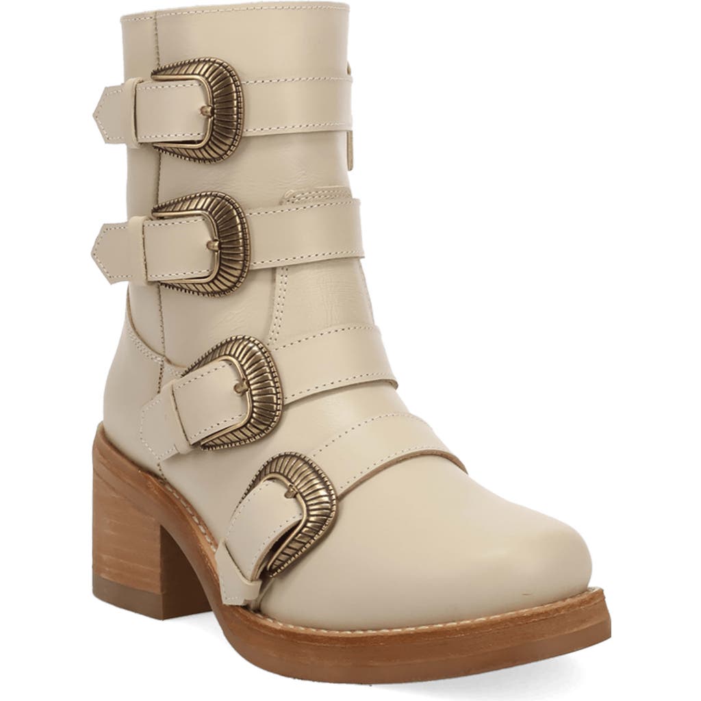 Dingo Topanga Buckle Strap Bootie In White