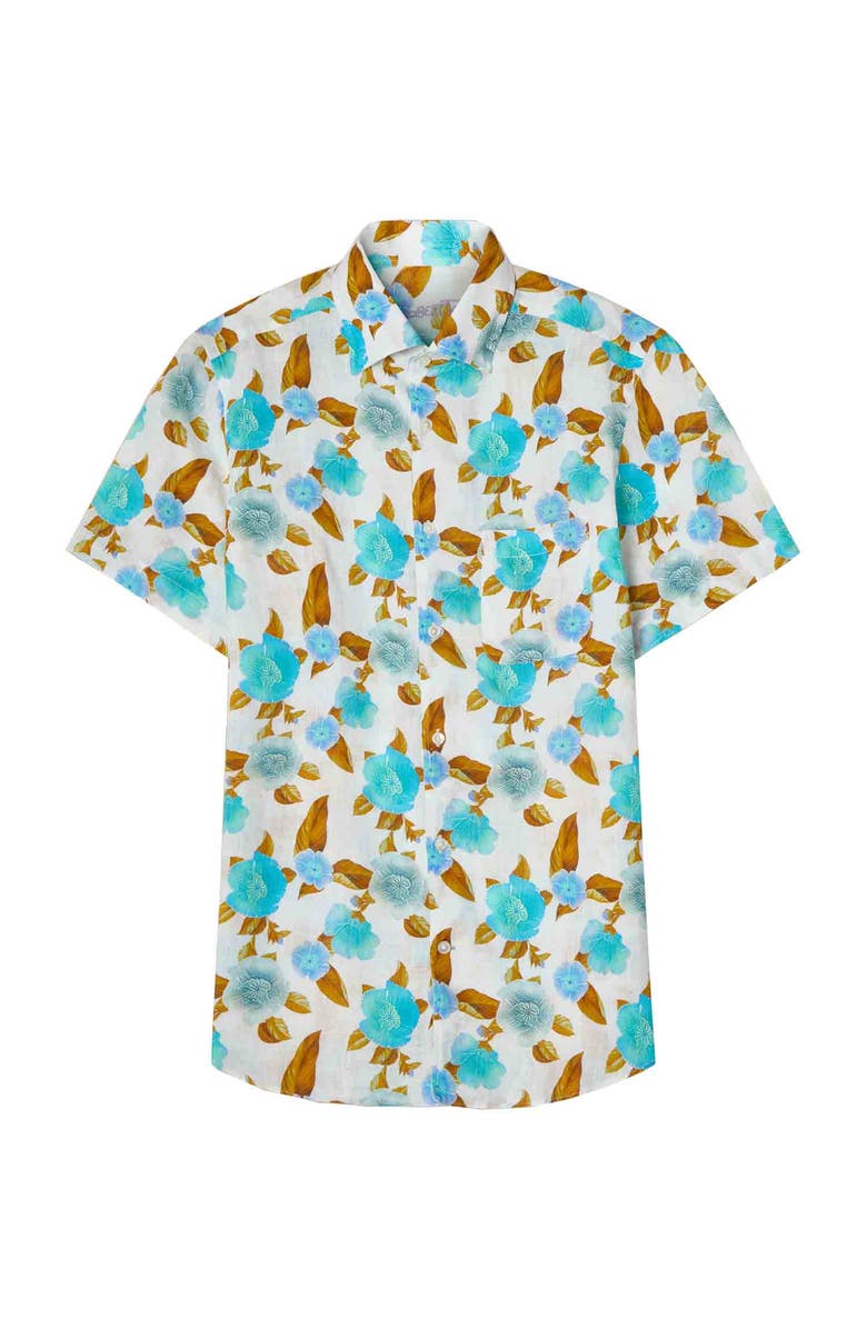 Robert Talbott Morgan Printed Linen Short Sleeve Shirt, Alternate, color, 