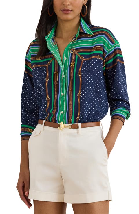 Kotta Mixed Print Crêpe de Chine Button-Up Shirt