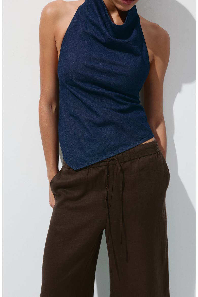 Pull-On Wide Leg Linen Pants, Alternate, color, CHOCOLATE