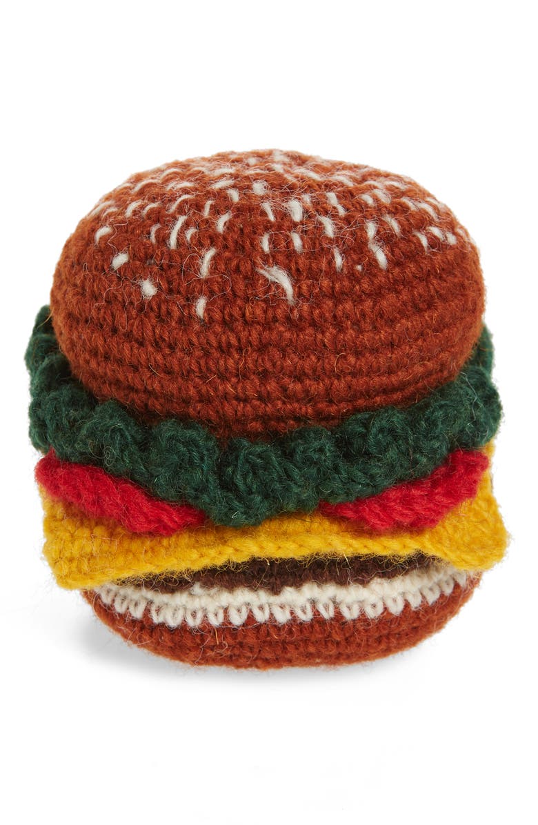 WARE of the DOG Hand Knit Hamburger Dog Toy, Main, color,