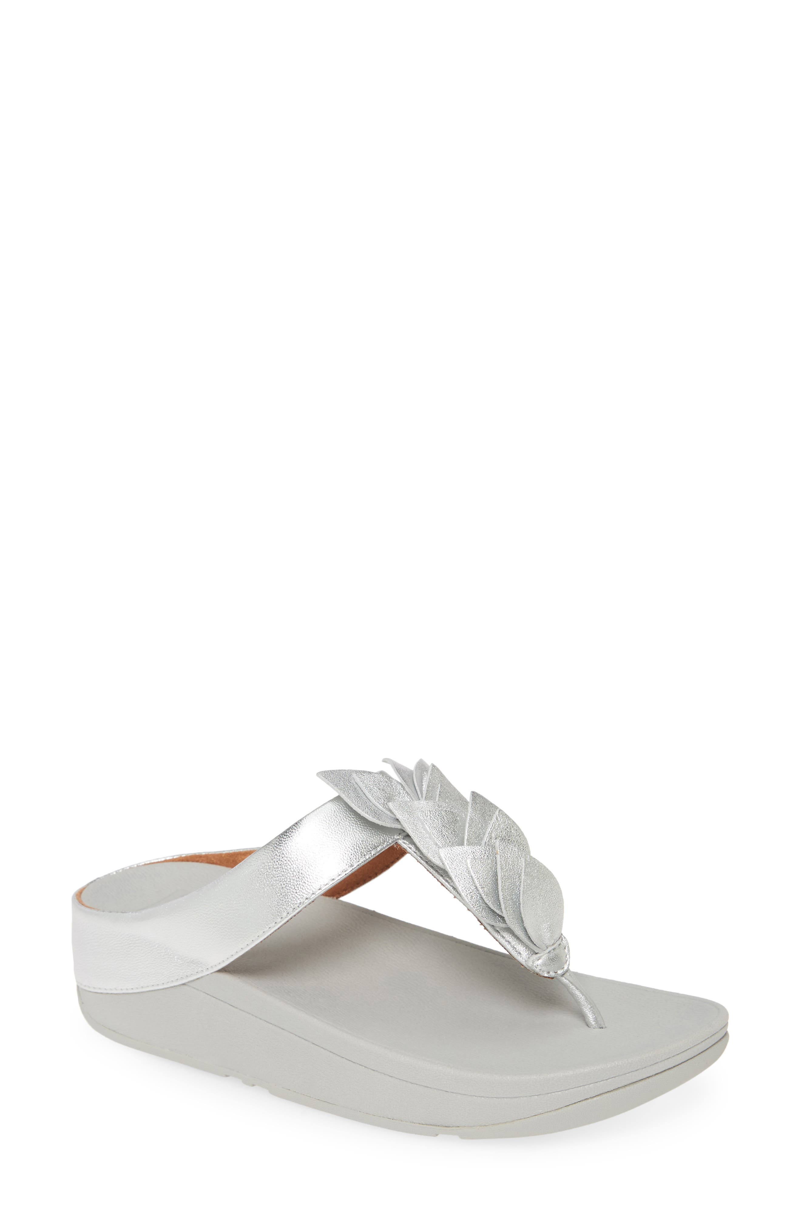 Fino Leaf Flip Flop, Main, color, SILVER LEATHER