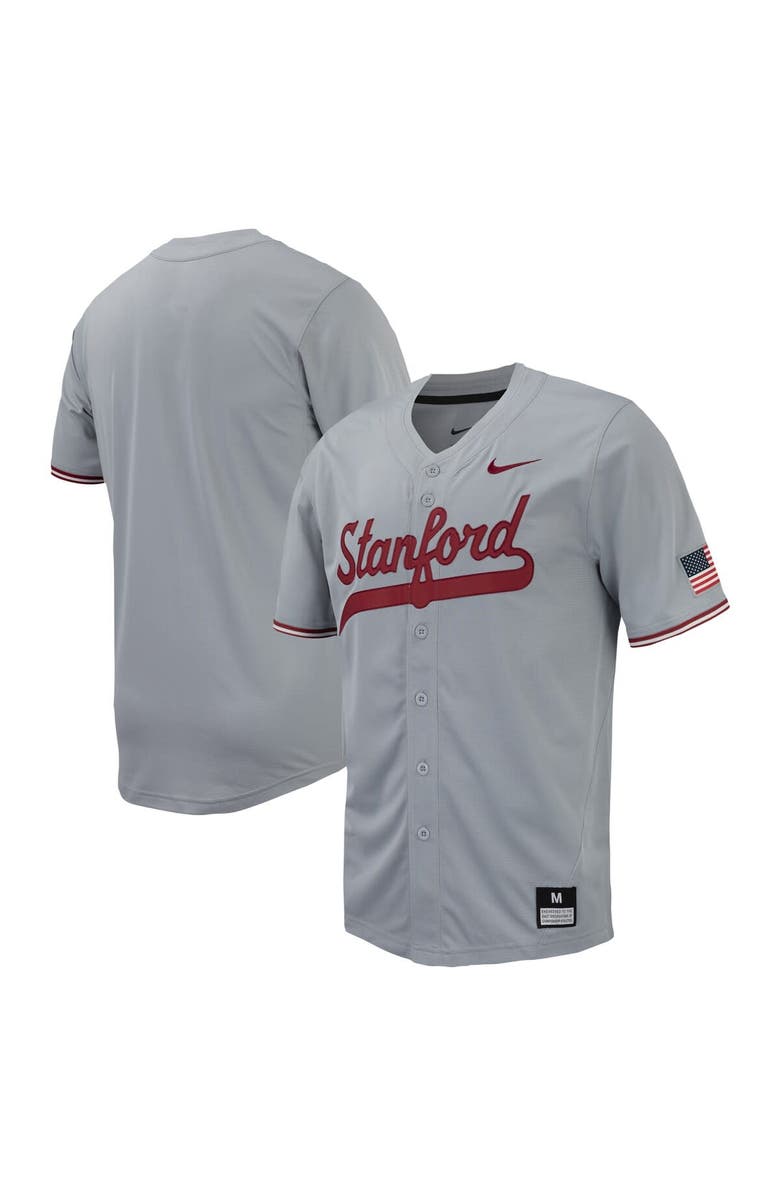Nike Men's Nike Gray Stanford Cardinal Replica Full-Button Baseball Jersey, Alternate, color, 