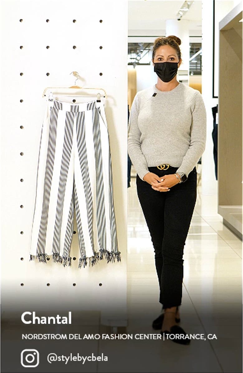 Stripe Fringe Hem Wide Leg Crop Pants, sales video thumbnail