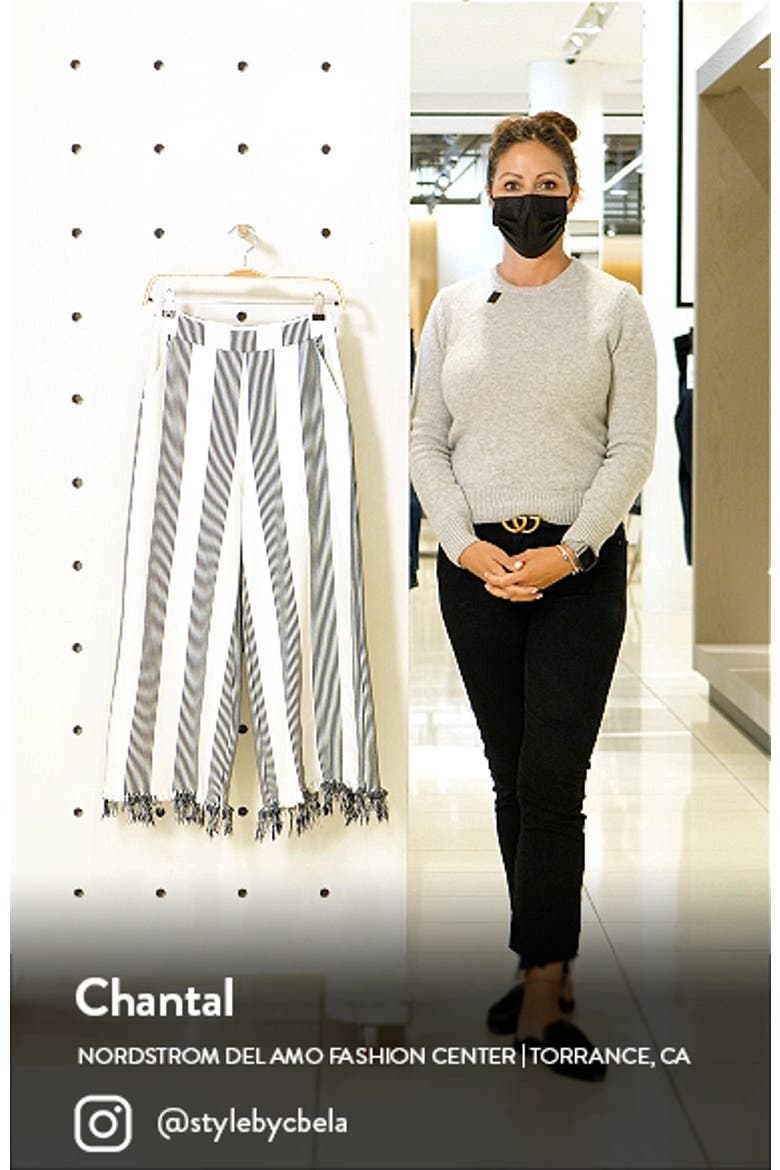 Stripe Fringe Hem Wide Leg Crop Pants video