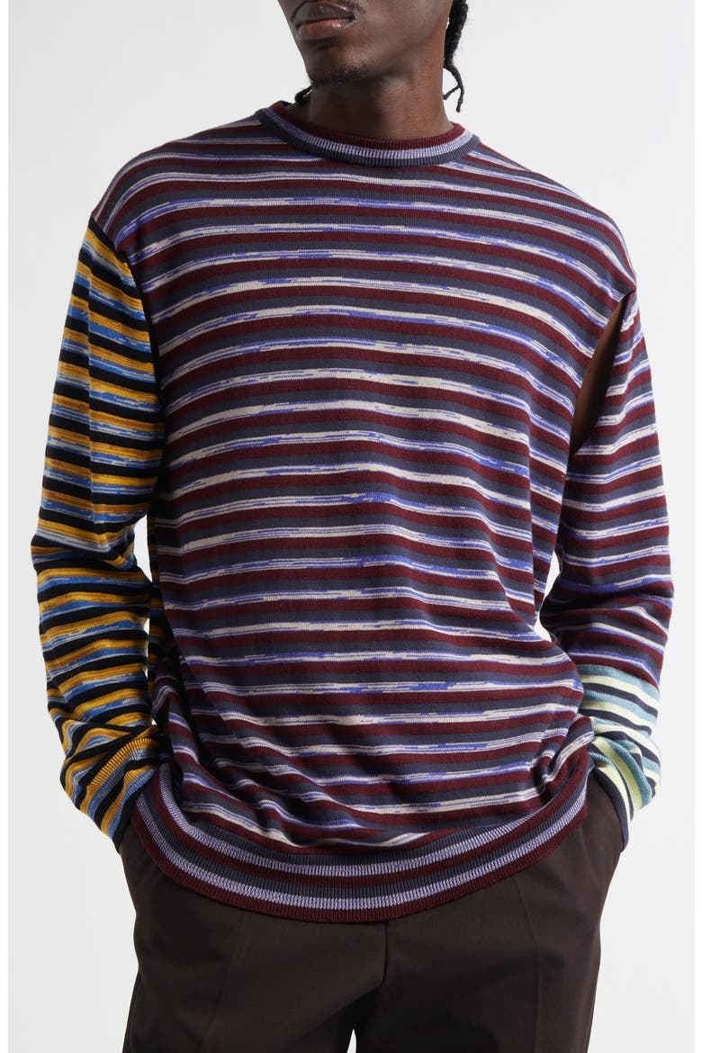 Tania Colorblock Crewneck Sweater, Main, color, BURGUNDY MULTI