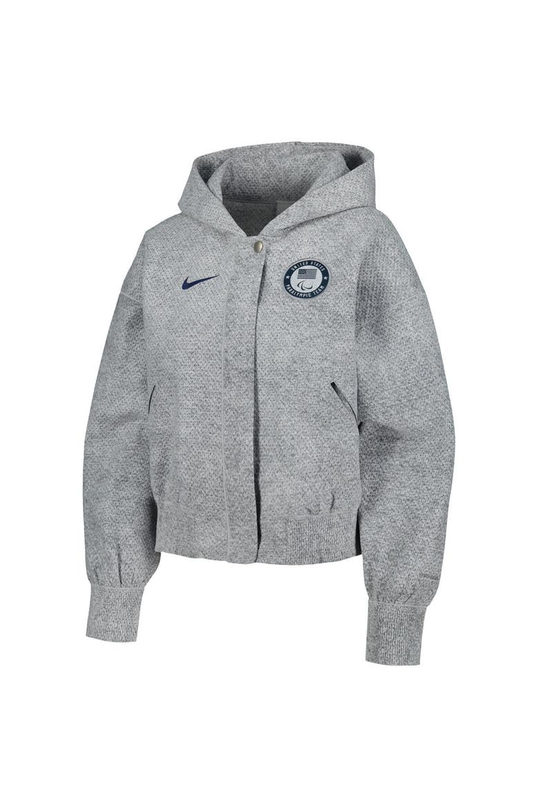 Women's Nike Gray U.S. Paralympics 2024 Paralympics Media Day Oversized Cropped Performance Full-Zip Hoodie Jacket, Alternate, color, Gray