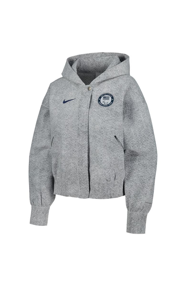 Nike Women's Nike Gray U.S. Paralympics 2024 Paralympics Media Day Oversized Cropped Performance Full-Zip Hoodie Jacket, Alternate, color, Gray