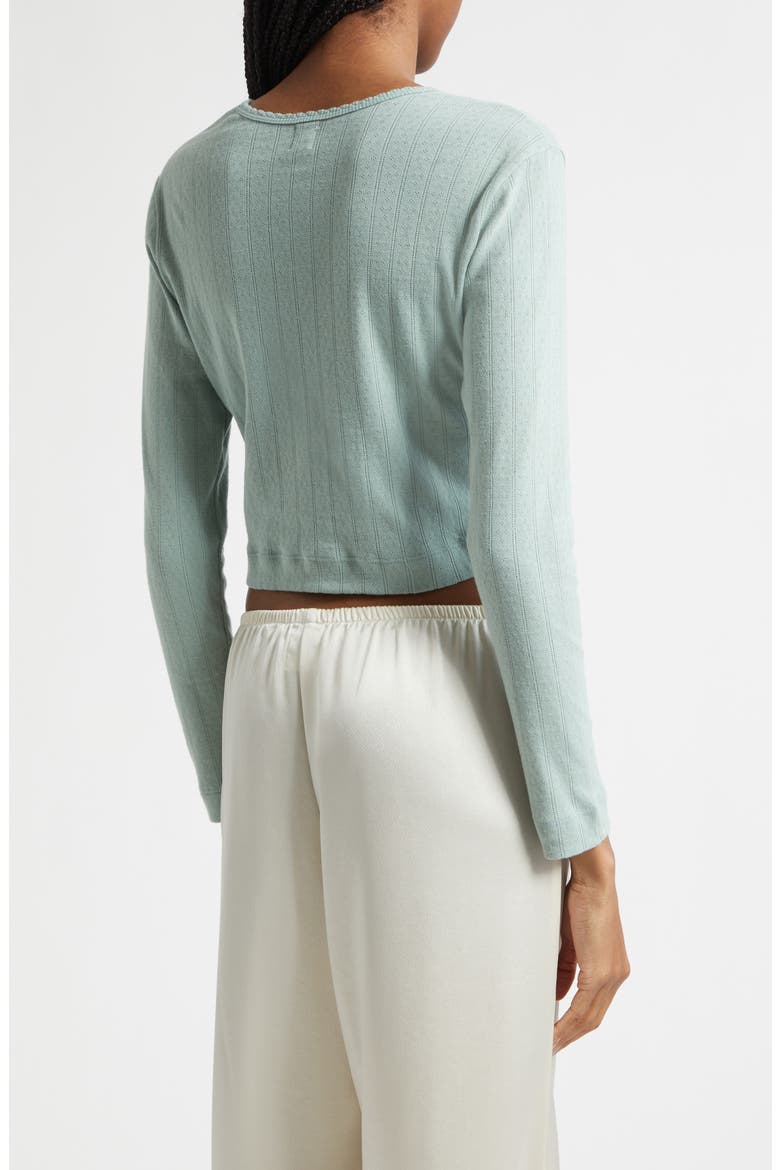 Cotton Pointelle Crop Cardigan, Alternate, color, EUCALYPTUS