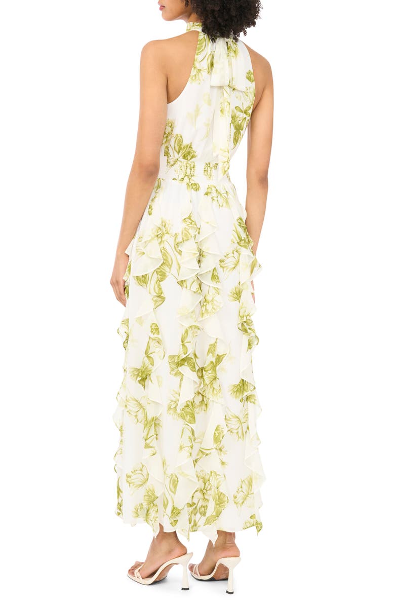 1.STATE Floral Ruffle Maxi Dress, Alternate, color, Grasshopper Green