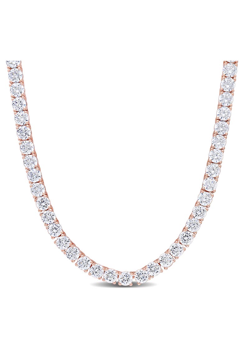 Cubic Zirconia Tennis Necklace Rose-Plated, Main, color, Rose-Plated