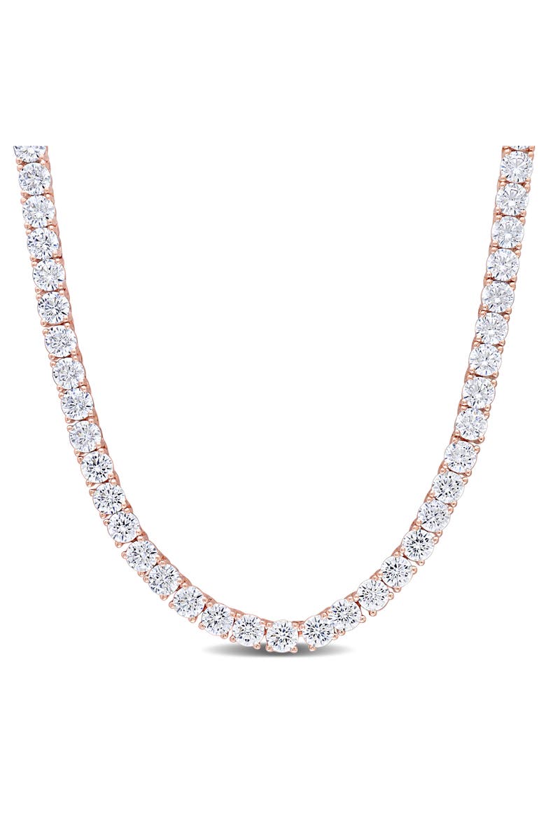Julianna B. Cubic Zirconia Tennis Necklace Rose-Plated, Main, color, Rose-Plated
