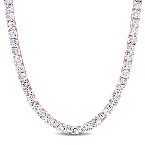 Cubic Zirconia Tennis Necklace Rose-Plated