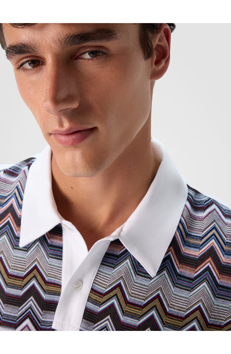 Missoni Short Sleeve Polo With Geometric Zigzag Pattern, Alternate, color, Multicoloured