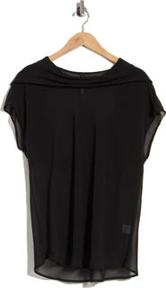 Renee C Cowl Neck Scarf Detail Sheer Top