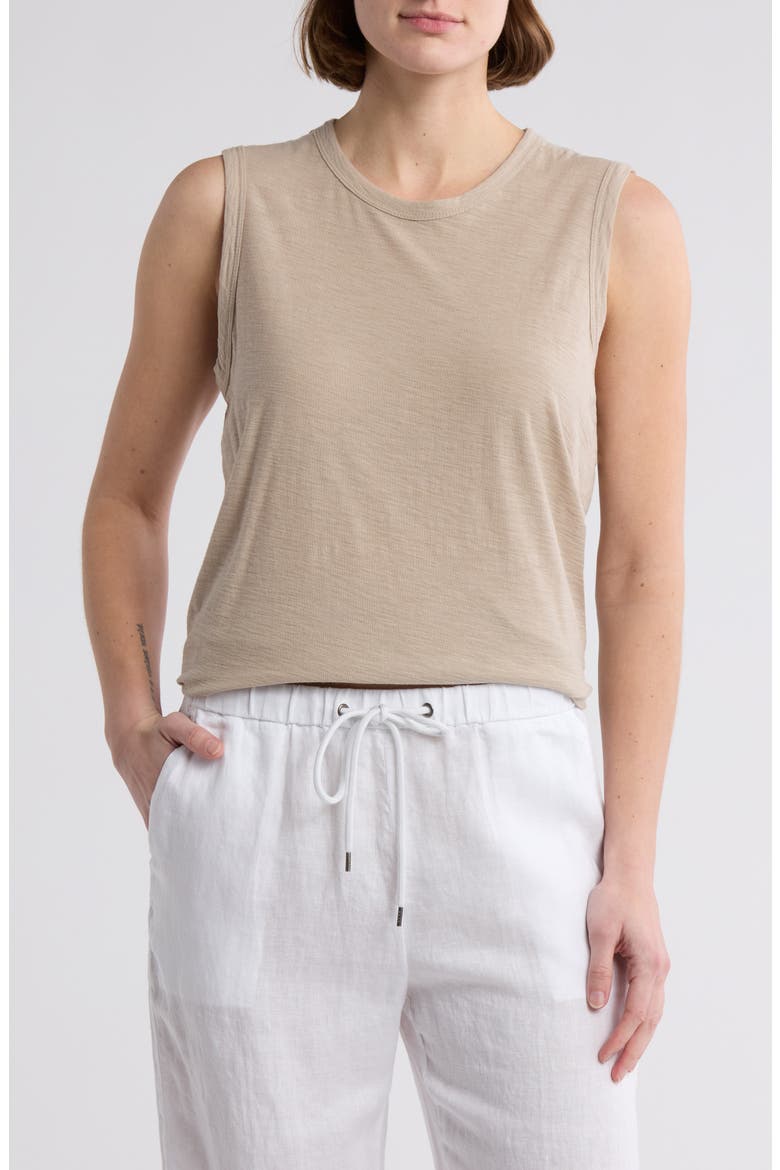 Slub Cotton Muscle Tank, Main, color, TOAST