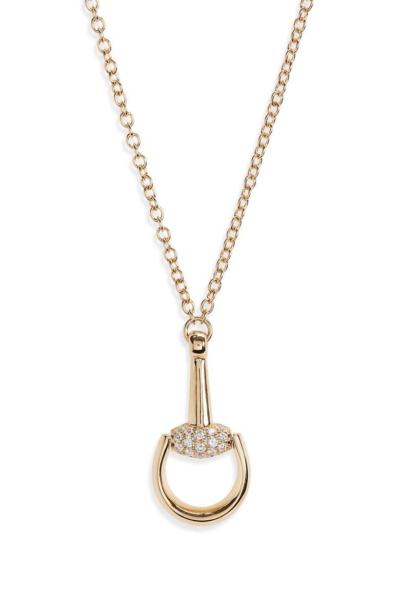Gucci Demi Fine Horsebit Pendant Necklace, Main, color, 