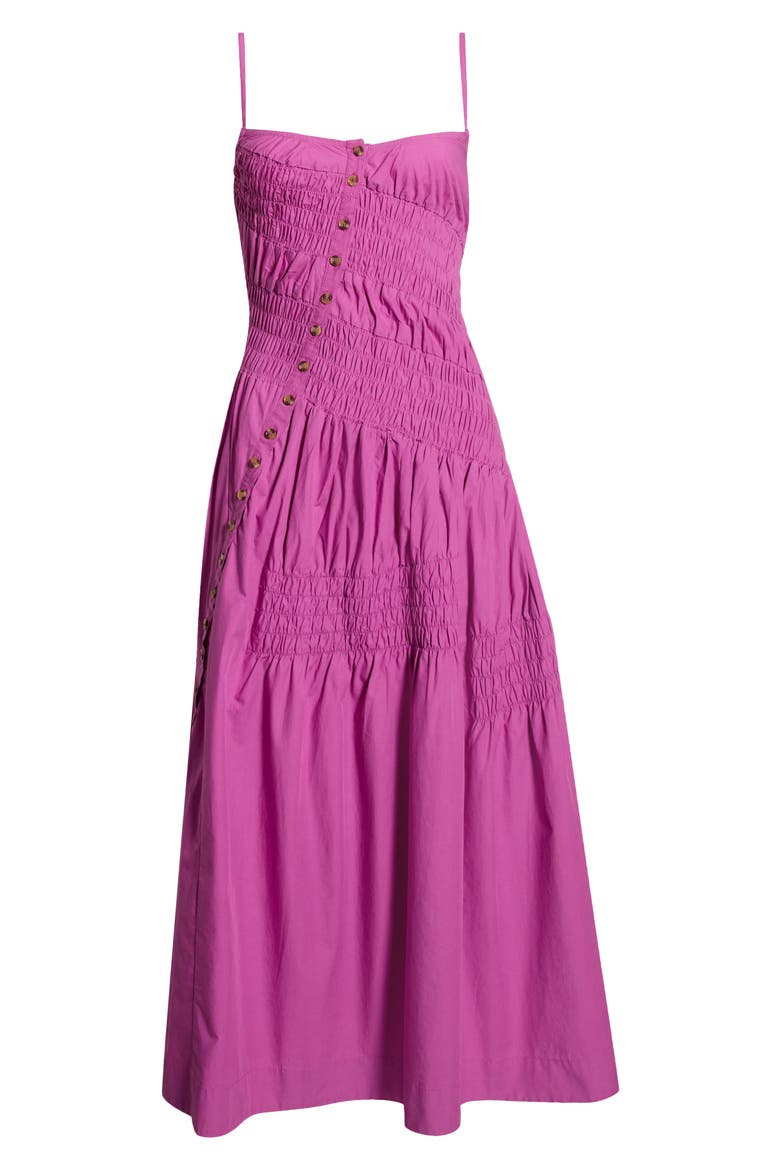 Lyra Sleeveless Shirred Midi Sundress, Alternate, color, MAGENTA