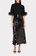Milly Feather Detail Mock Neck Sweater