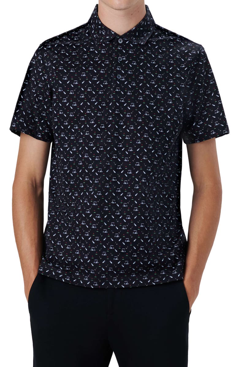 Bugatchi OoohCotton<sup>®</sup> Golf Print Short Sleeve Polo, Main, color, 