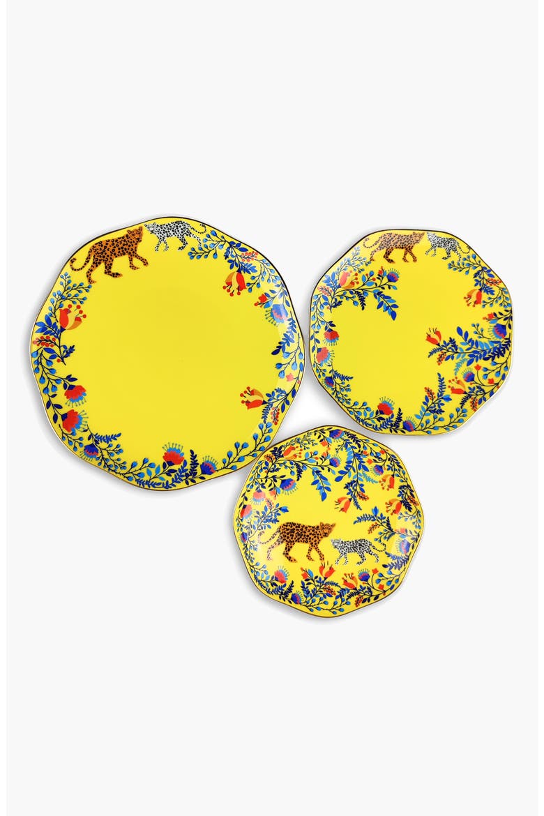 Amazon Rainforest Bone China Plates In Yellow, Set Of Three, Main, color, Yellow