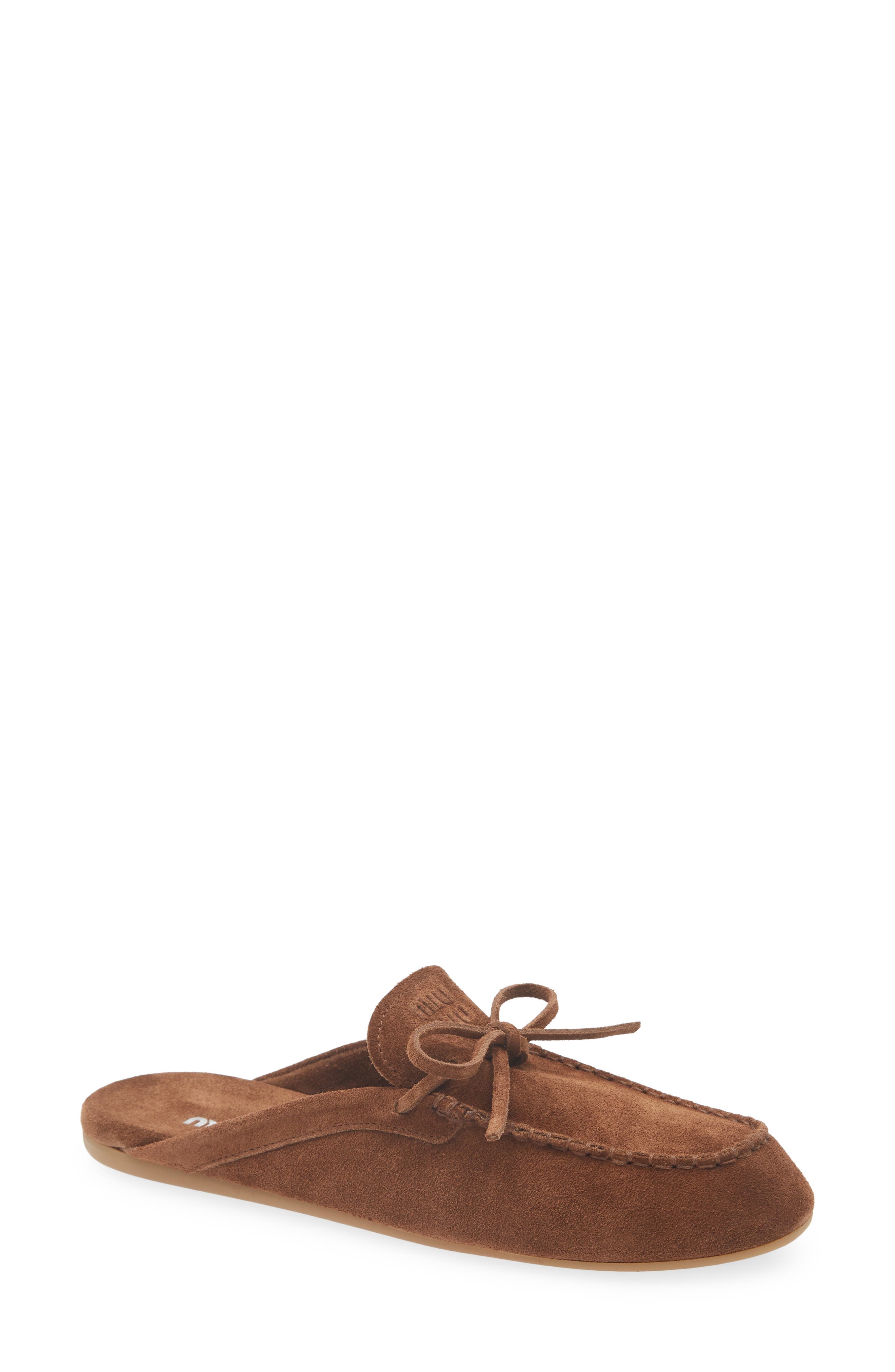 Miu Miu Boat Shoe Mule, Main, color, Brown