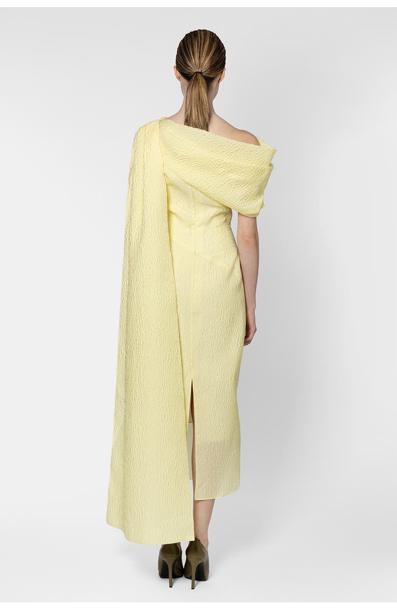 Roksanda Maite Asymmetric Textured Midi Dress, Alternate, color, Limoncello