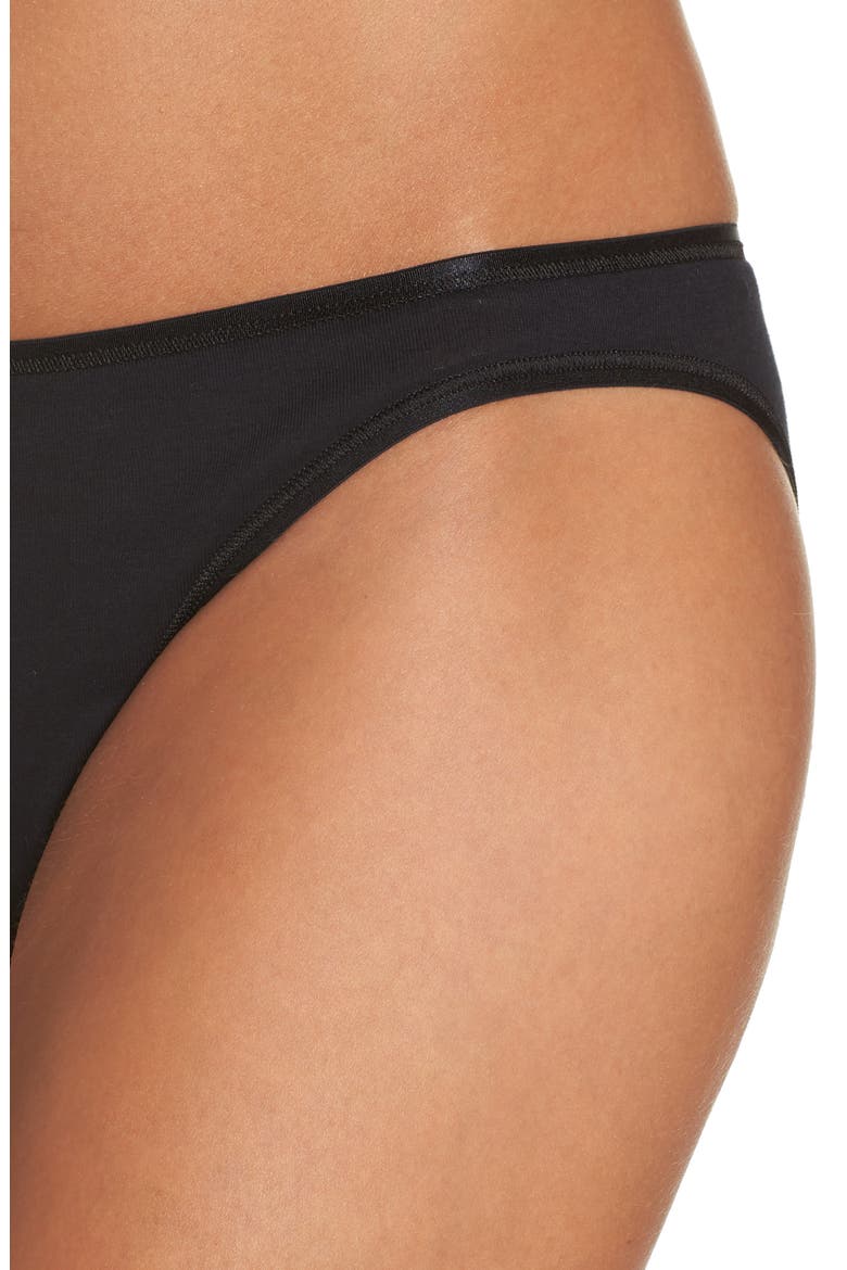 Cotton Seamless Bikinis, Alternate, color, BLACK