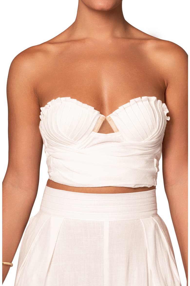 Arielle Corset Crop Top, Alternate, color, WHITE