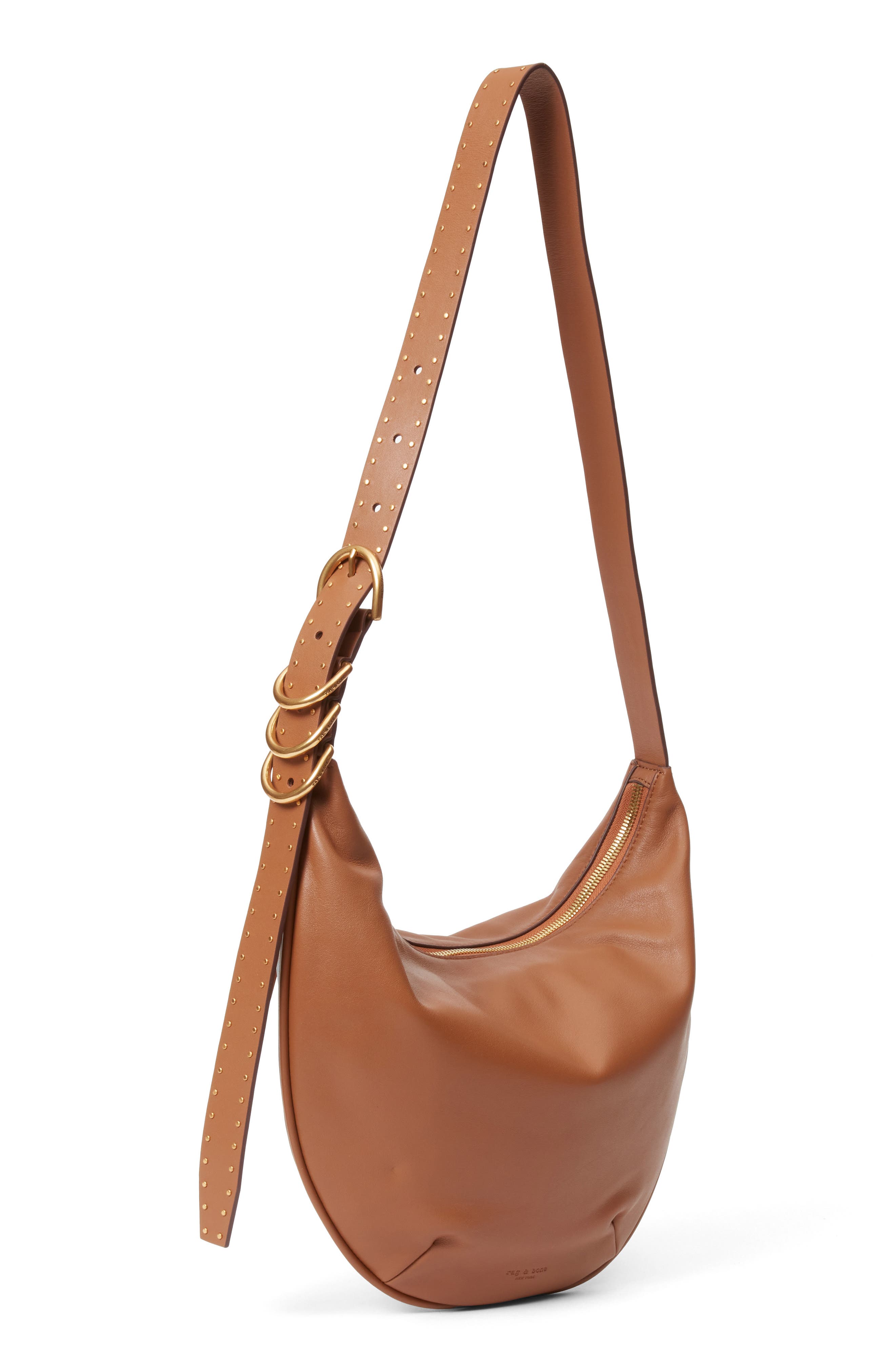Medium Mercer Leather Hobo Bag, Alternate, color, COGNAC