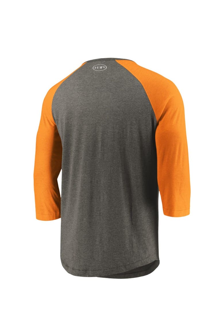 Men's Under Armour Gray/Orange San Francisco Giants Cooperstown Collection Tri-Blend 3/4-Sleeve Raglan Performance T-Shirt, Alternate, color, Gray