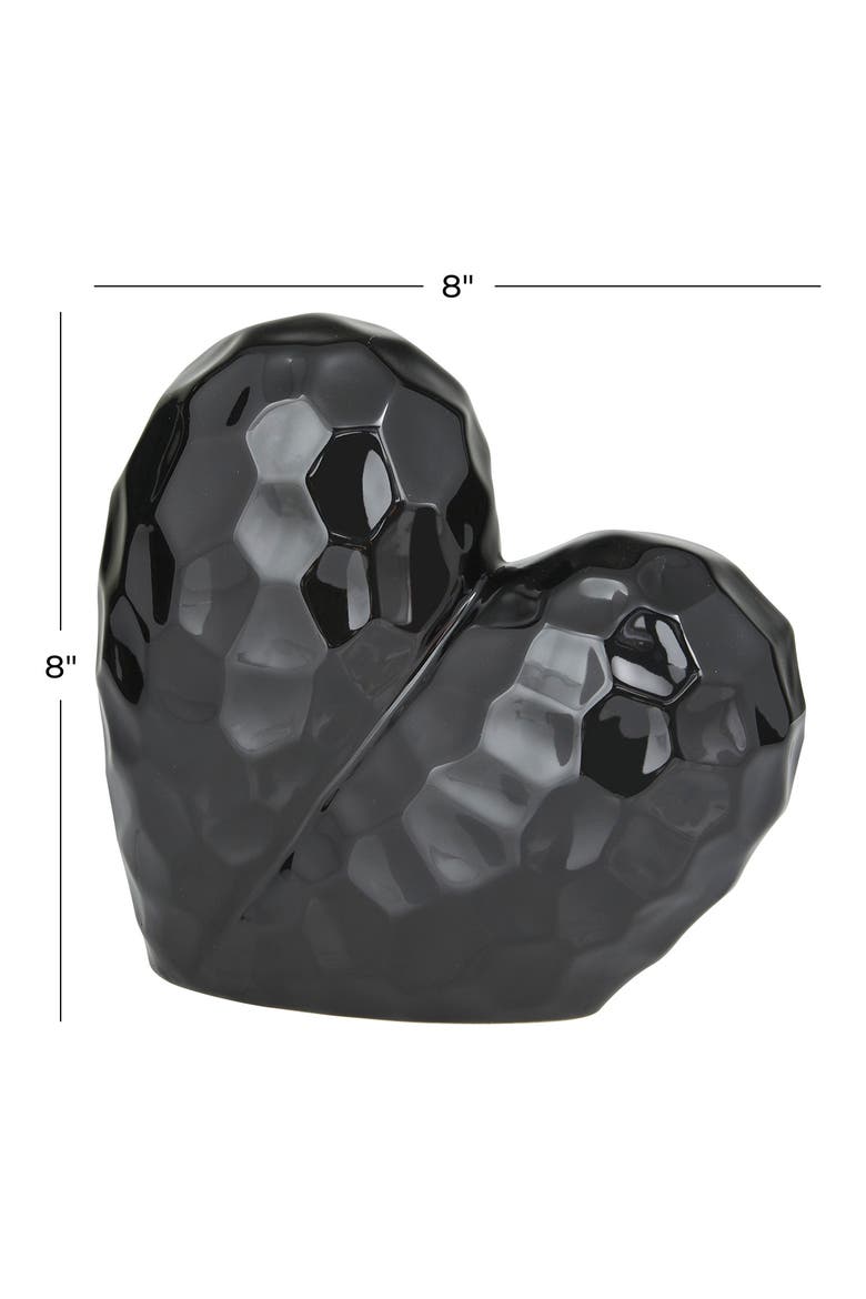 Black Porcelain Heart Sculpture, Alternate, color, BLACK