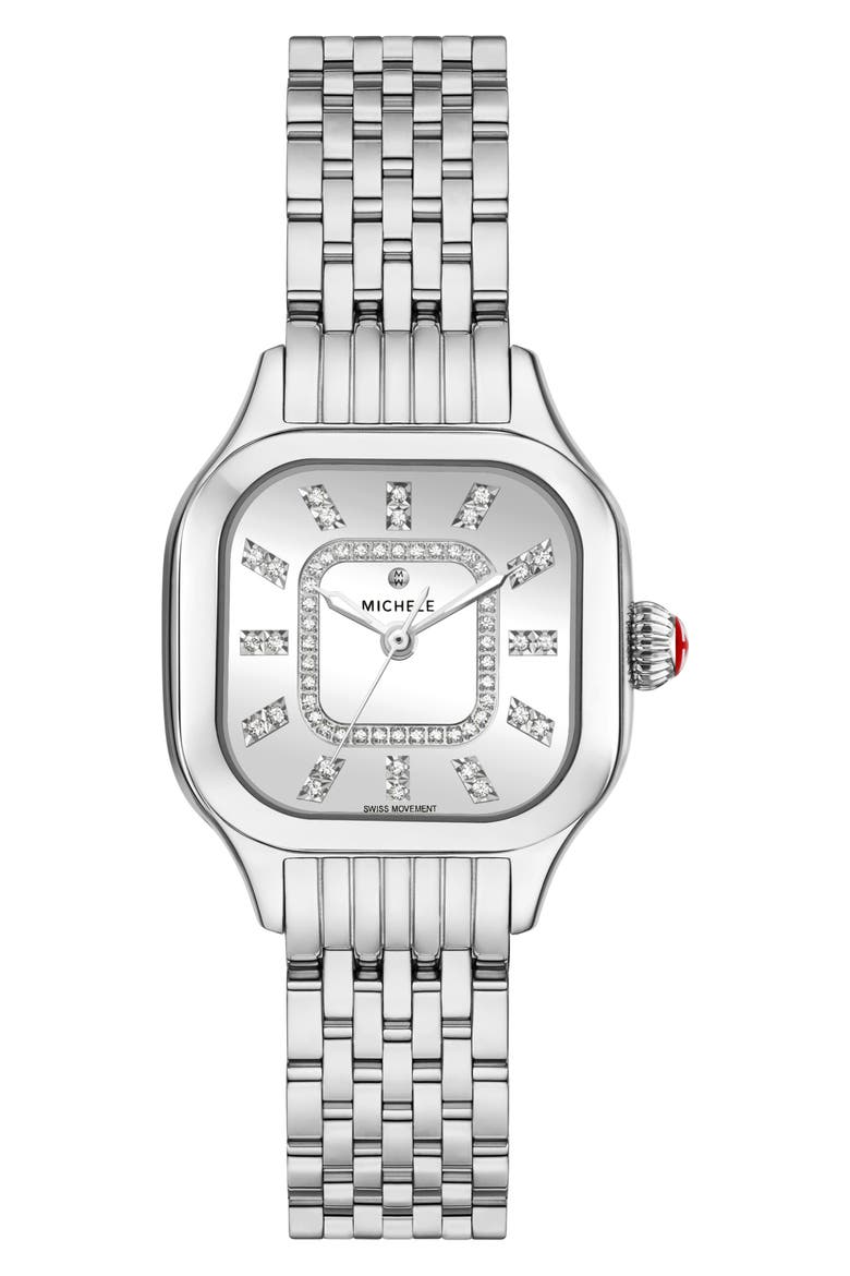 Meggie Diamond Dial Bracelet Watch, 29mm, Main, color, SILVER
