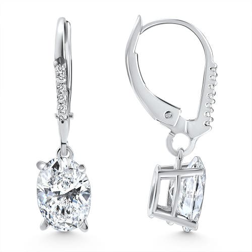 Bliss Diamond 2.07ct Tw Oval Diamond Dangle Lever Back Hoops 14k Gold Lab Grown In 14k White Gold