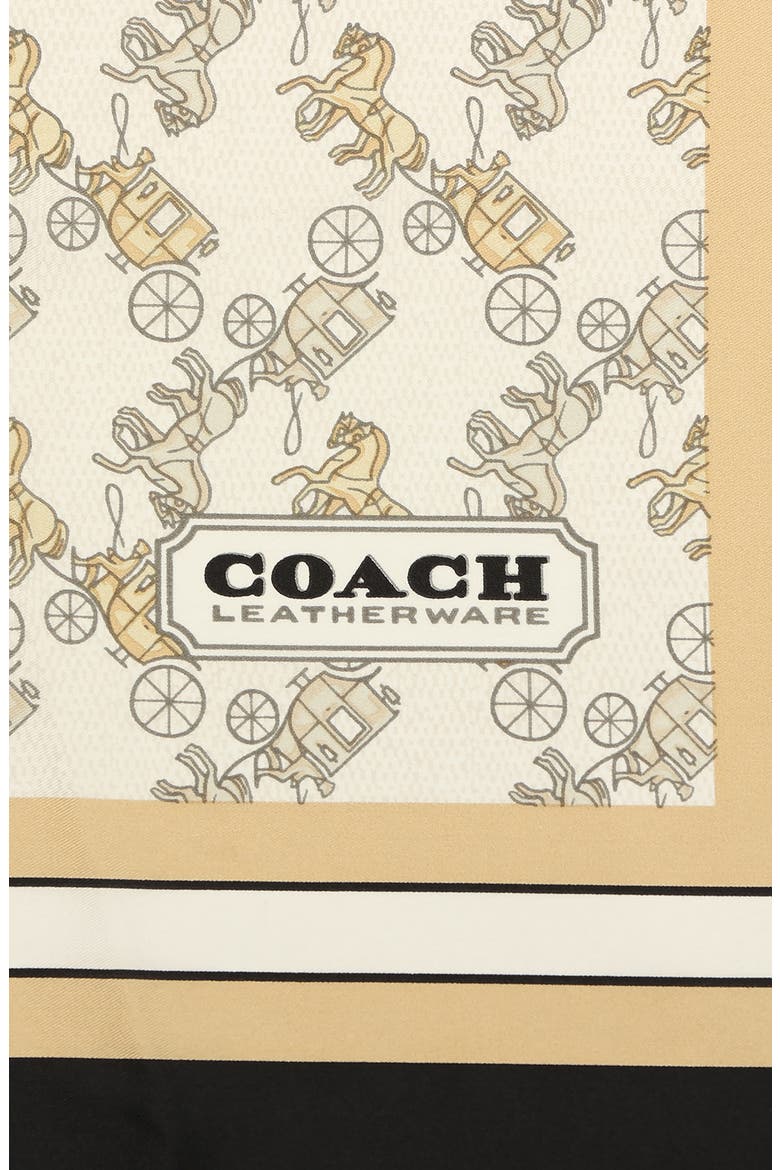Horse & Carriage Print Silk Square Scarf, Alternate, color, BLACK/BEIGE