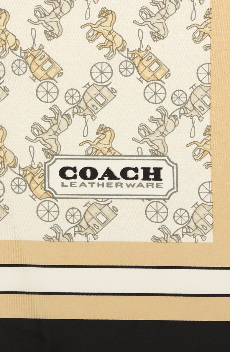 COACH Horse & Carriage Print Silk Square Scarf, Alternate, color, Black