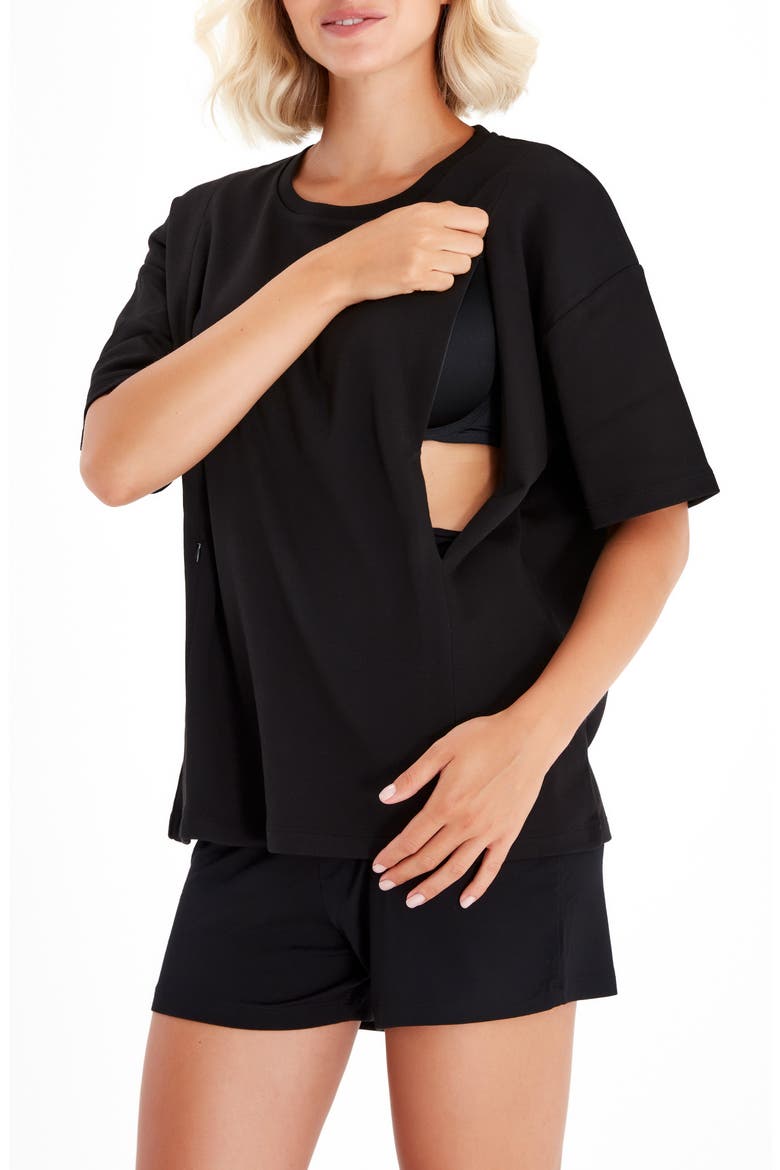 Anytime Anywhere Side Zip Maternity/Nursing T-Shirt, Alternate, color, BLACK