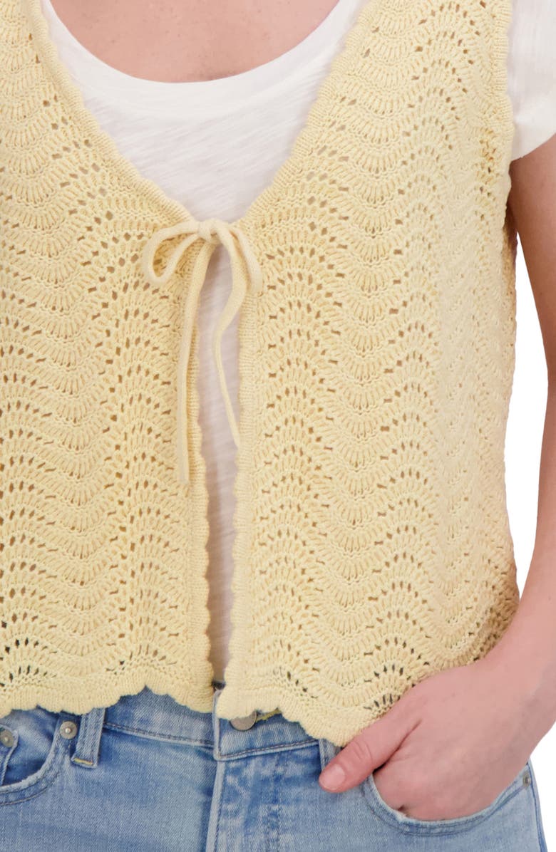 Lucky Brand Open Stitch Tie Vest, Alternate, color, Chamomile