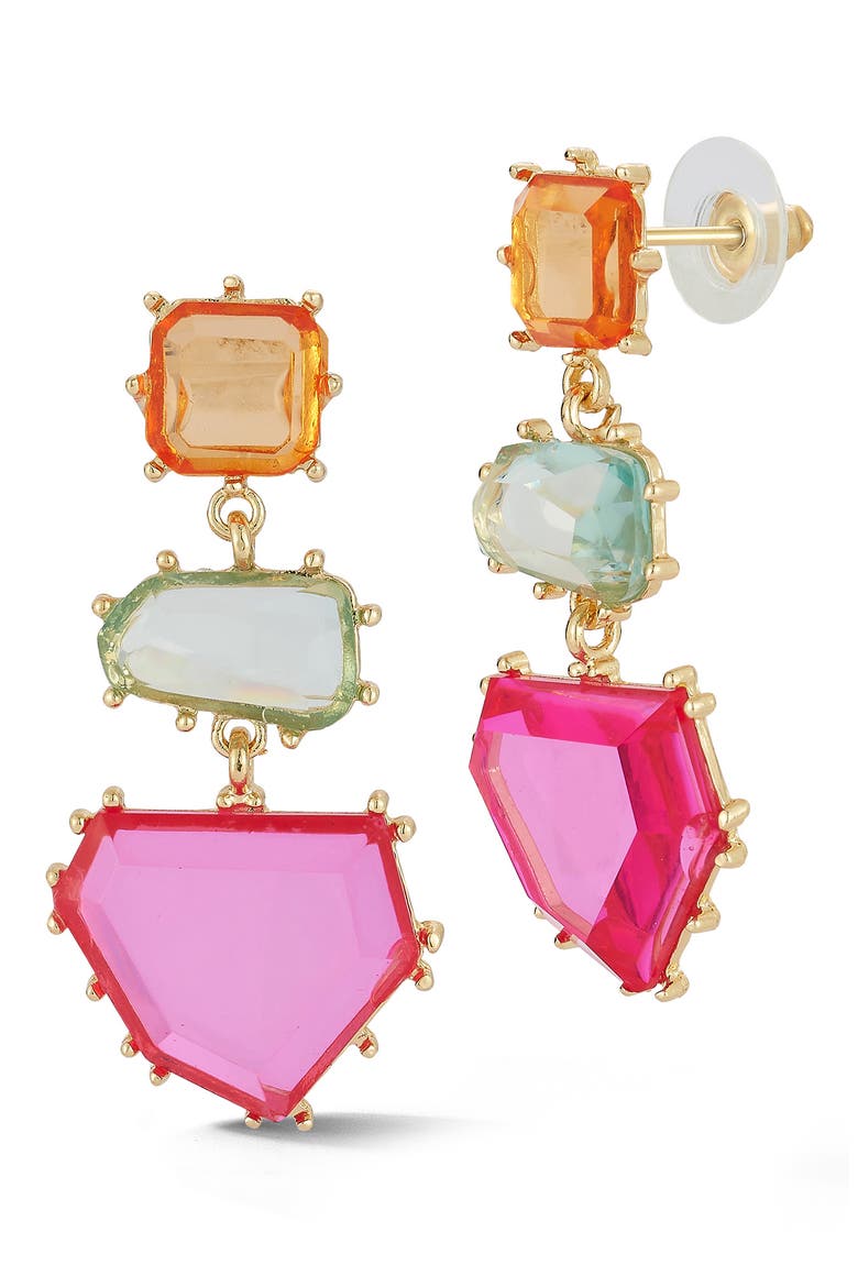 Crystal Drop Earrings, Main, color, GOLD/ ORANGE