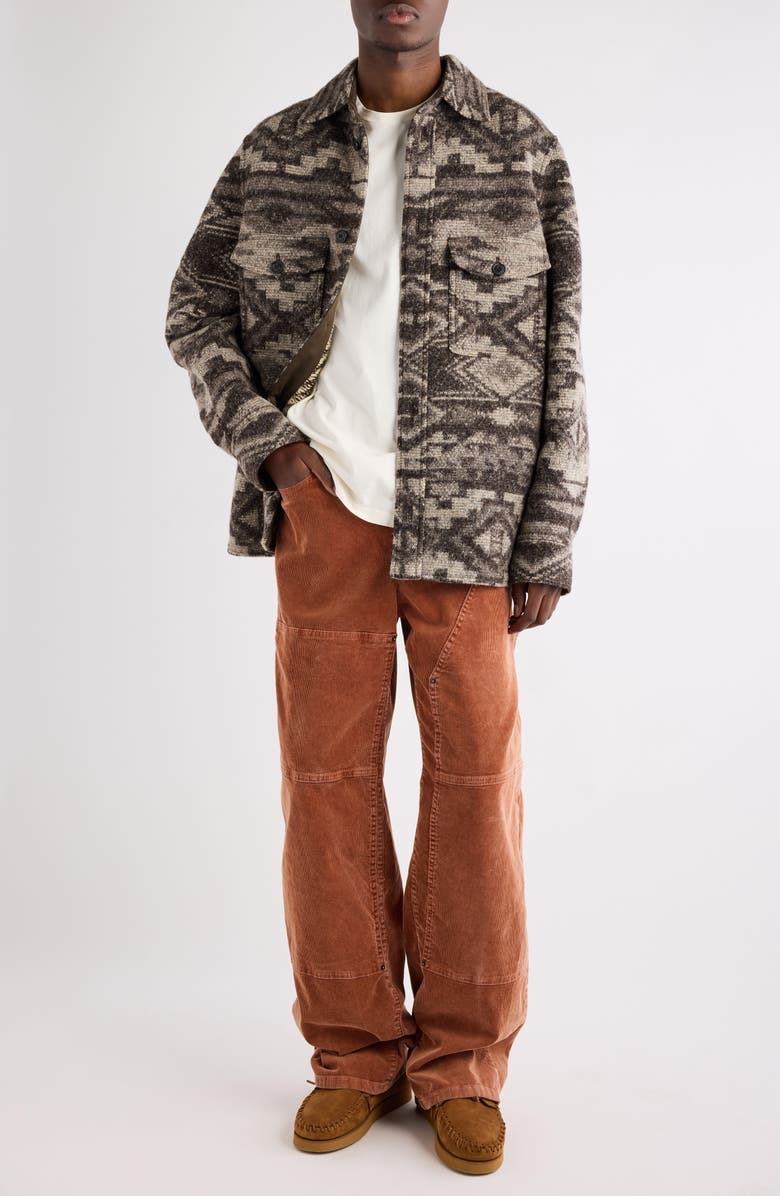 Isabel Marant Kervon Geo Pattern Peached Button-Up Jacket, Alternate, color, Dark Brown