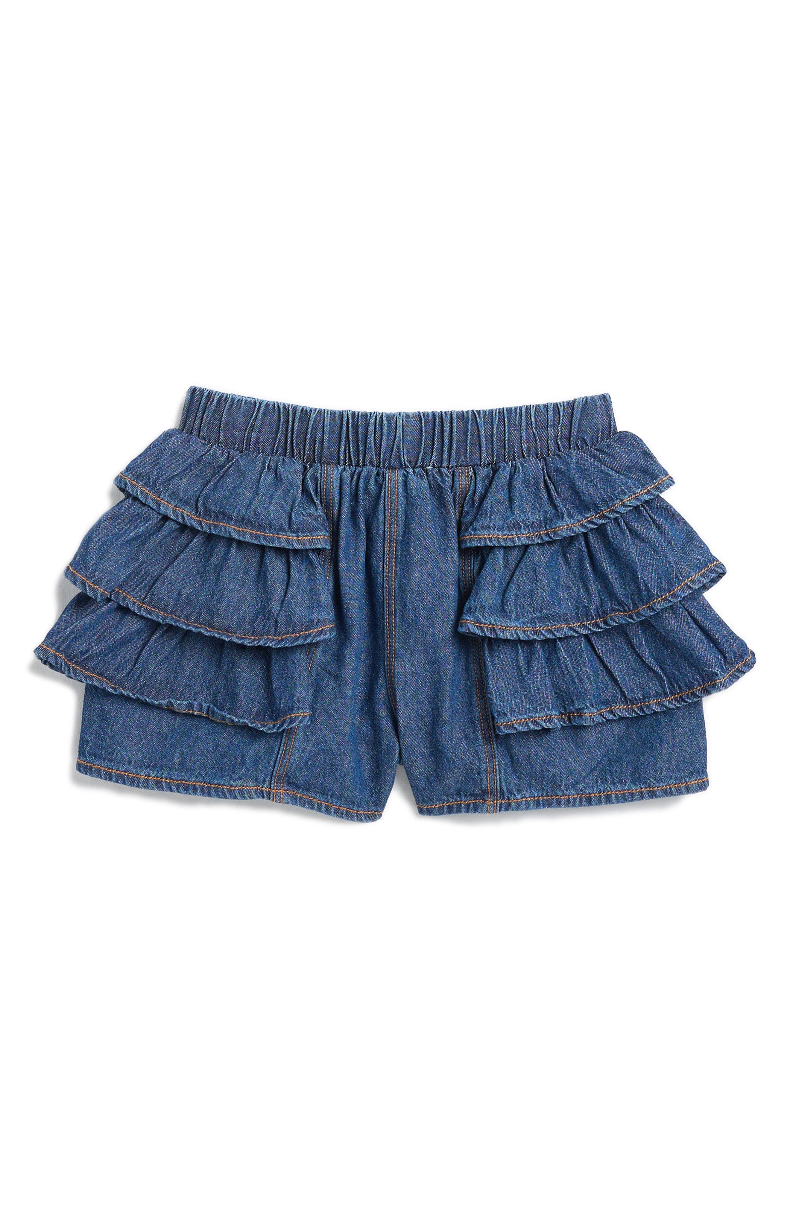 FLAPDOODLES FLAPDOODLES KIDS' RUFFLED DENIM SHORTS