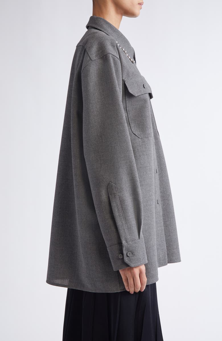 Jil Sander Relaxed Fit Utility Wool Canvas Button-Up Shirt, Alternate, color, Volcanic Glass