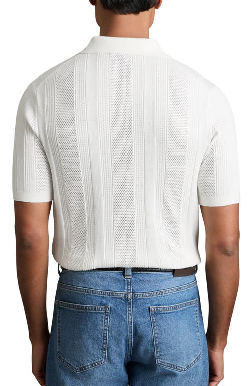 Reiss White Textured-stripe Knitted Polo Shirt In White